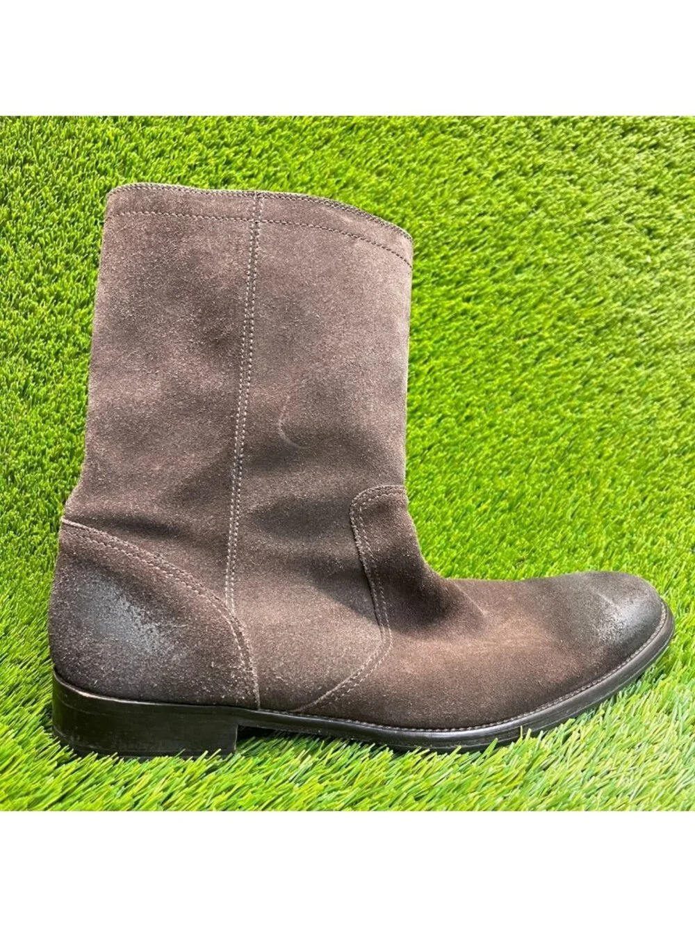 Cole Haan Mens Size 11.5 Chocolate Brown Classic Outdoor Suede Zip Up Boots